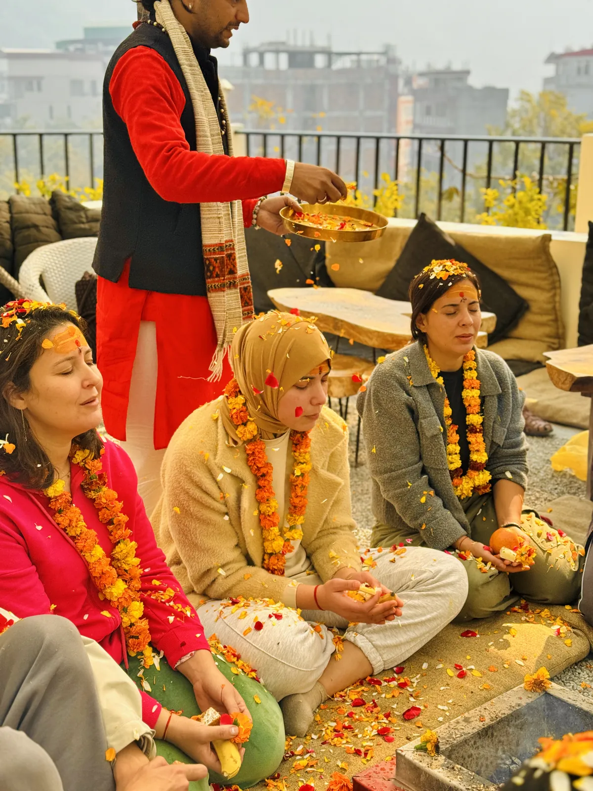 Group sound bath in the practice hall