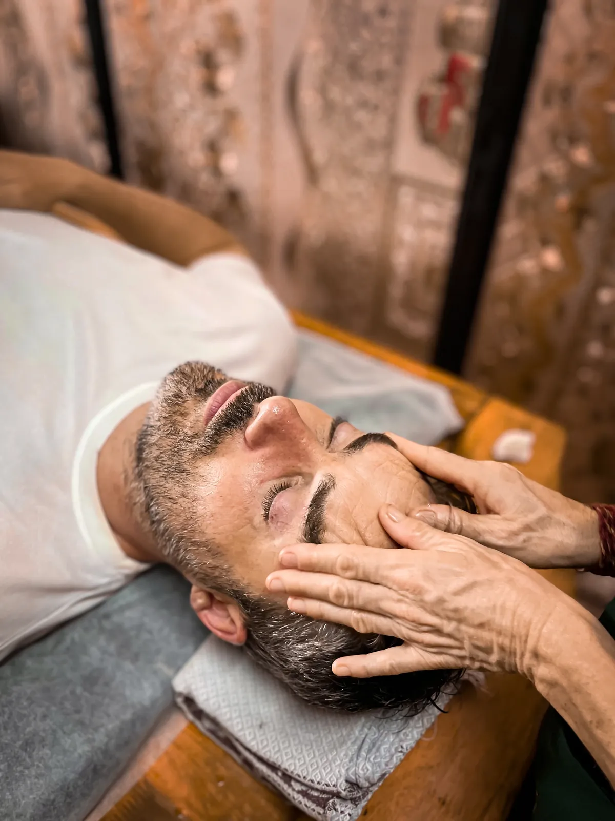 Crystal healing practice at the school