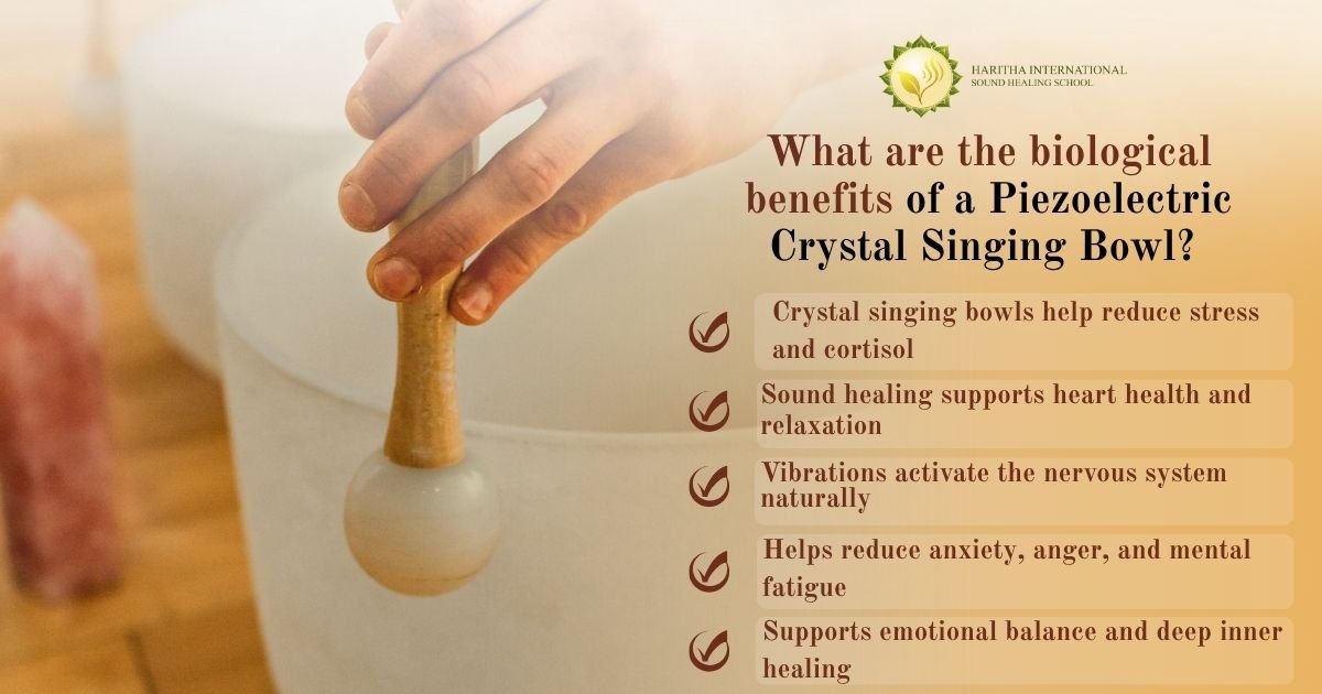 What are the biological benefits of a Piezoelectric Crystal Singing Bowl